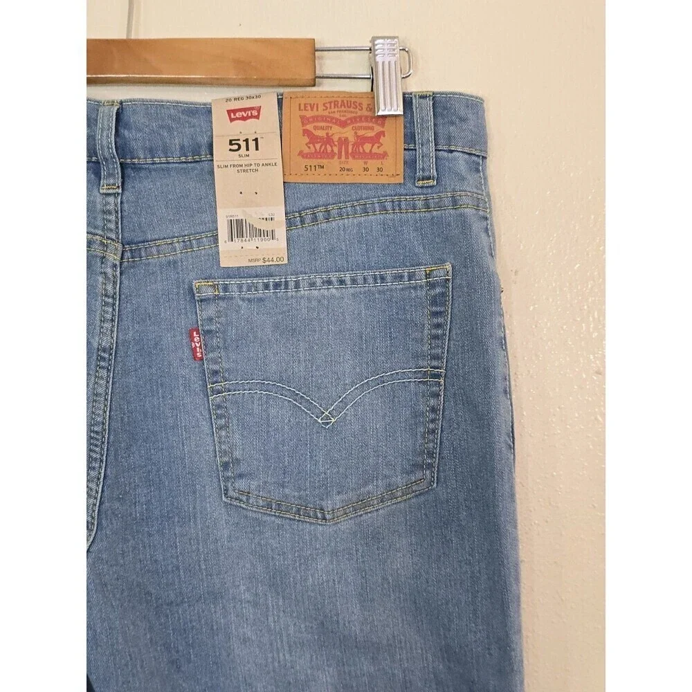 Levis 511 Slim Fit Jeans Mens 30x30 Light Wash Stretch Denim NWT